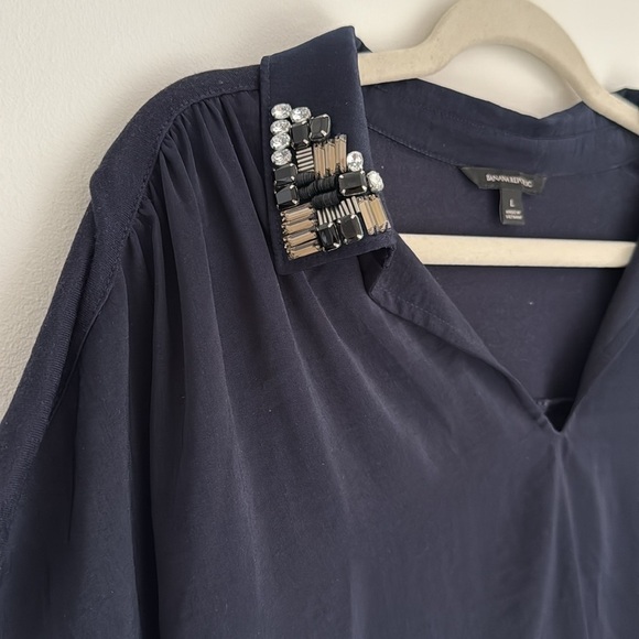 Banana Republic Embellished Knit to Woven Blouse - Picture 4 of 5